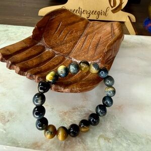 Dream Tiger’s Eye Round Bead Stone Stretch Bracelet